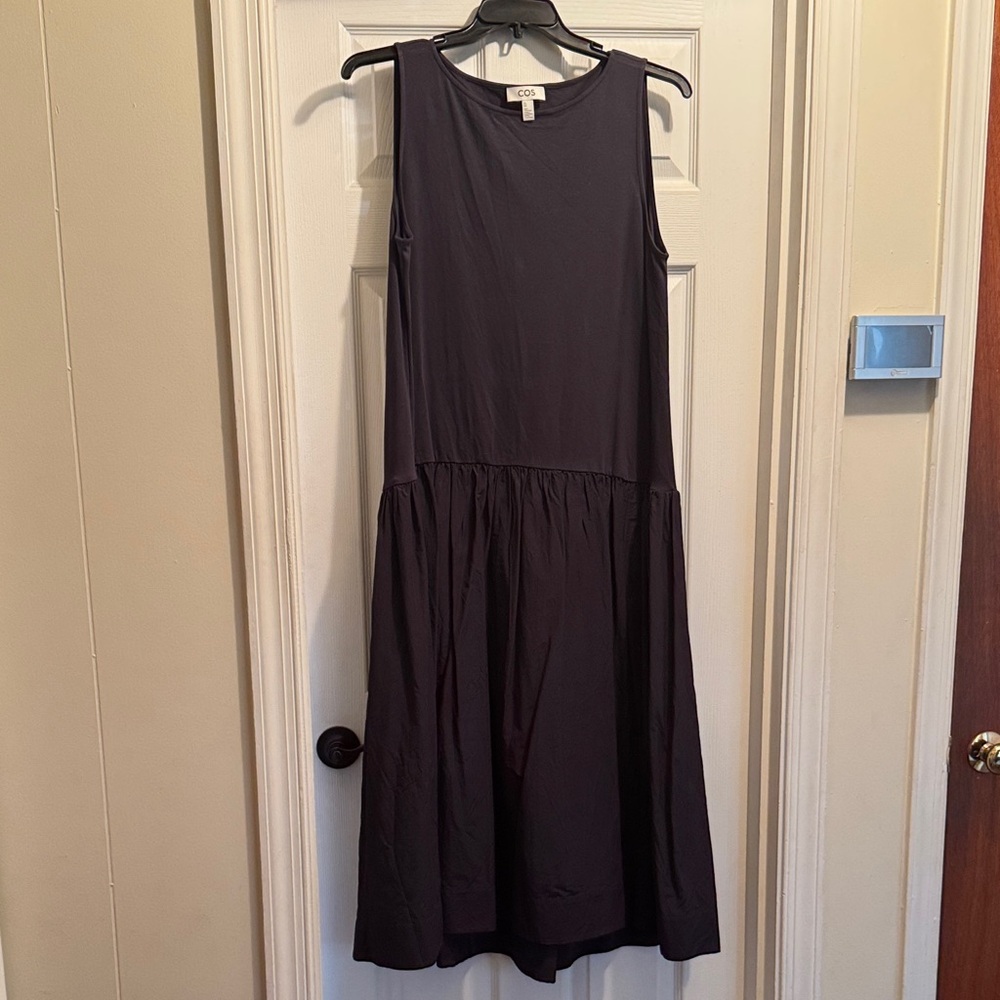 COS Sleeveless Navy Maxi Dress with Dropped Waist